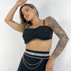 Cropped reto botão